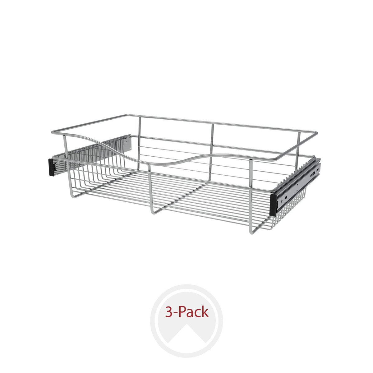 REV-A-SHELF CB-2414-MPK Series Chrome 24" Wire Pullout Basket for 14" Deep Closet (3-pack)