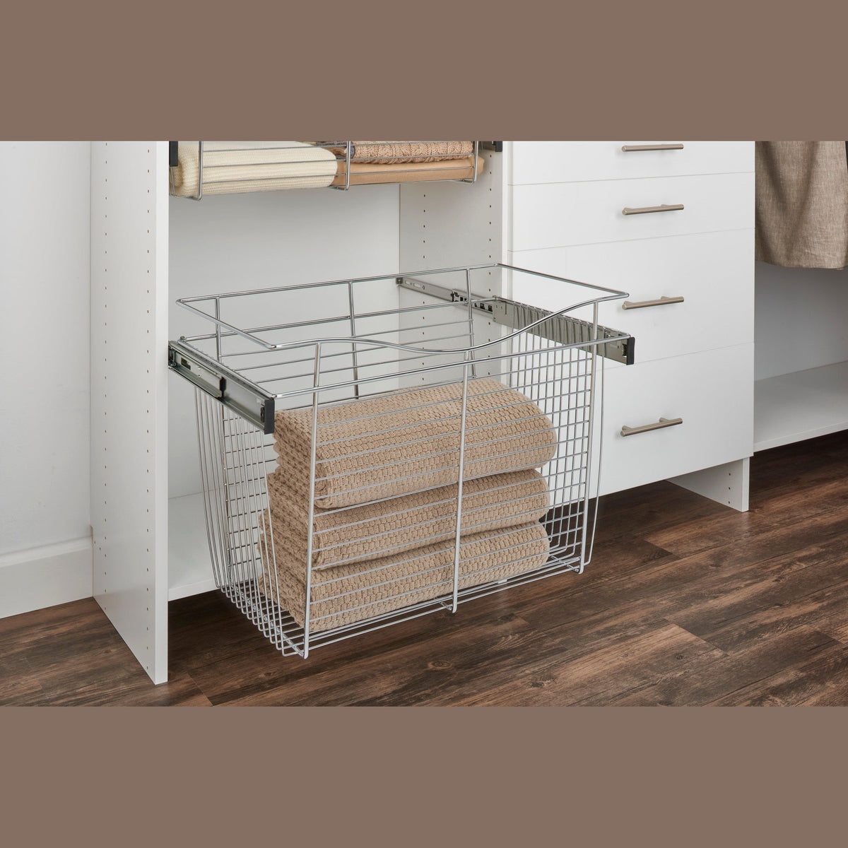 REV-A-SHELF CB-2414-MPK Series Chrome 24" Wire Pullout Basket for 14" Deep Closet (3-pack)