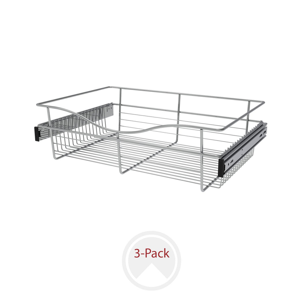 REV-A-SHELF CB-2416-MPK Series Chrome 24" Wire Pullout Basket for 16" Deep Closet (3-pack)