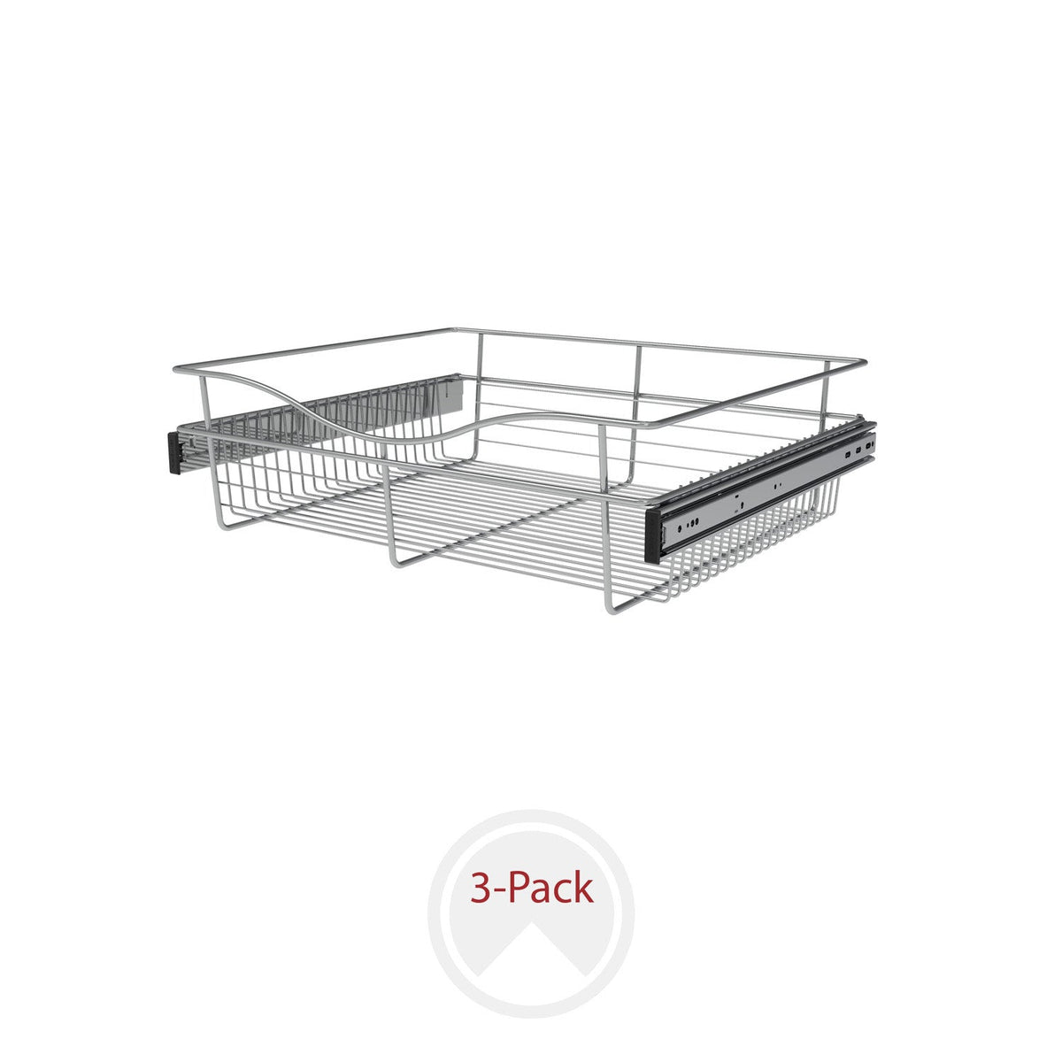 REV-A-SHELF CB-2420-MPK Series Chrome 24" Wire Pullout Basket for 20" Deep Closet (3-pack)