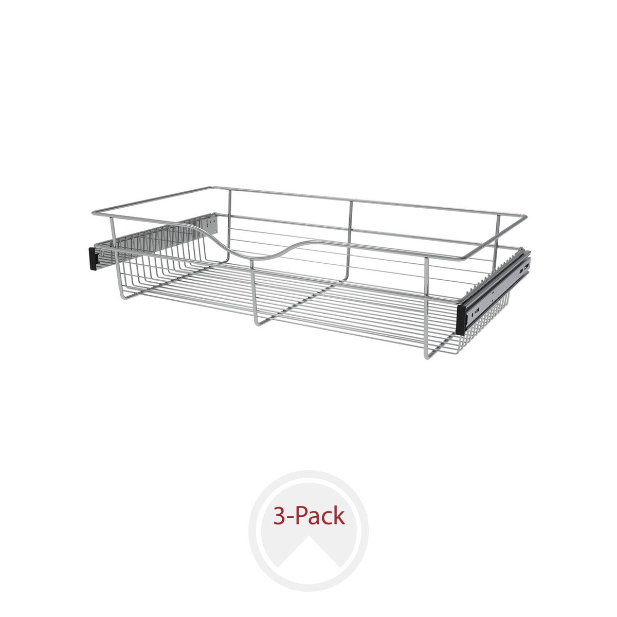 REV-A-SHELF CB-3016-MPK Series Chrome 30" Wire Pullout Basket for 16" Deep Closet (3-pack)