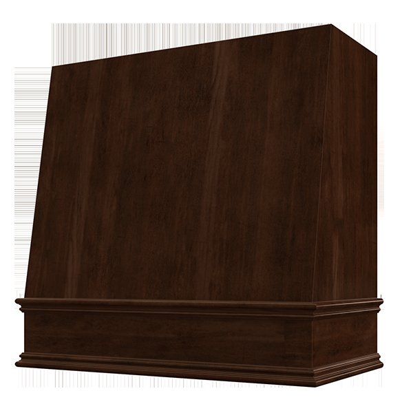 Kitchen and Cabinet Store Angled wood range hood in Espresso Stain