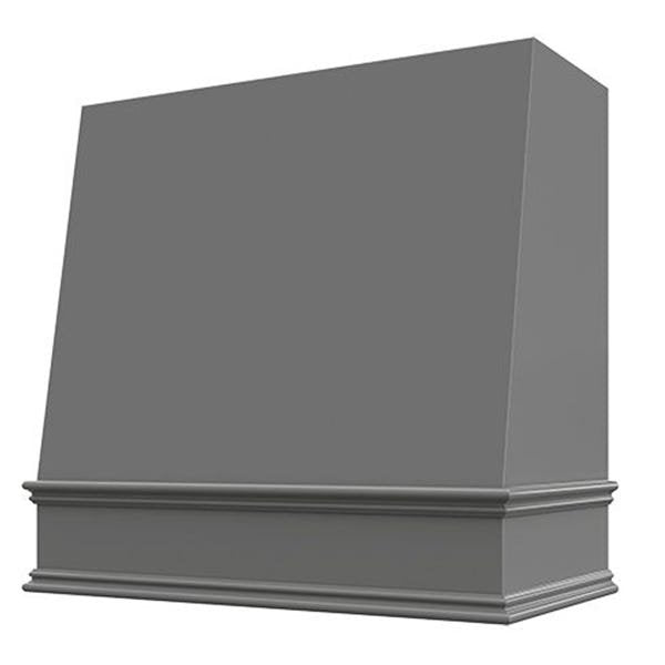 Kitchen and Cabinet Store Angled wood range hood in Gray