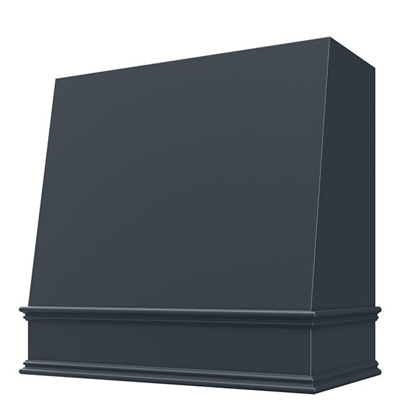 Kitchen and Cabinet Store Angled wood range hood in Navy