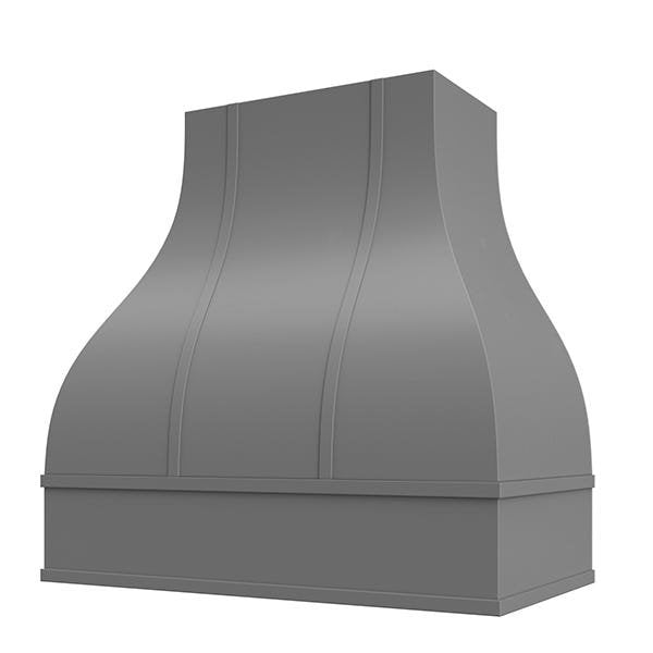 Kitchen and Cabinet Store Bell With Strapping wood range hood in Gray