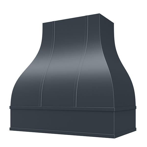 Kitchen and Cabinet Store Bell With Strapping wood range hood in Navy