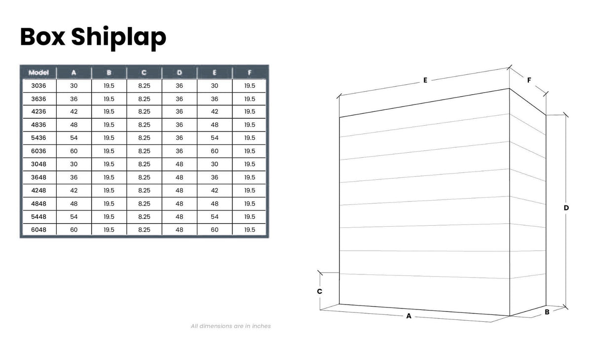 Kitchen and Cabinet Store Box Straight With Shiplap wood range hood dimension drawing and size chart