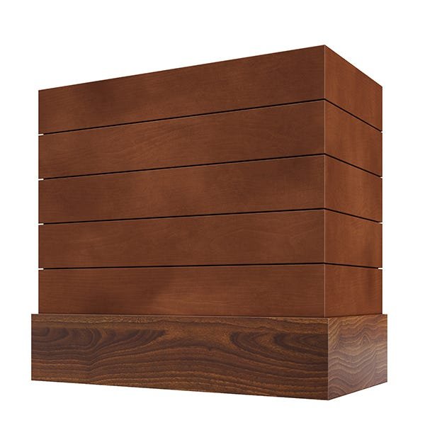 Kitchen and Cabinet Store Box With Shiplap And Walnut Band wood range hood in Chocolate Stain