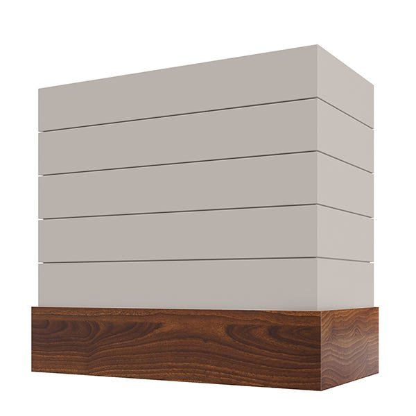 Kitchen and Cabinet Store Box With Shiplap And Walnut Band wood range hood in Light Gray