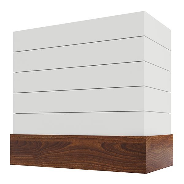 Kitchen and Cabinet Store Box With Shiplap And Walnut Band wood range hood in Primed (paint ready)