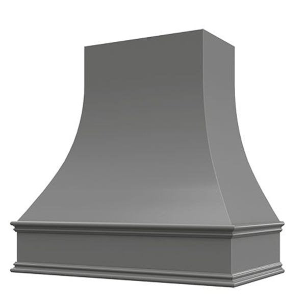 Kitchen and Cabinet Store Curved wood range hood in Gray