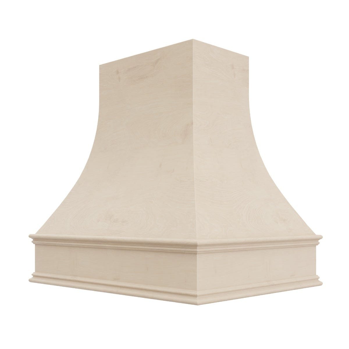 Kitchen and Cabinet Store Curved Island wood range hood in Raw
