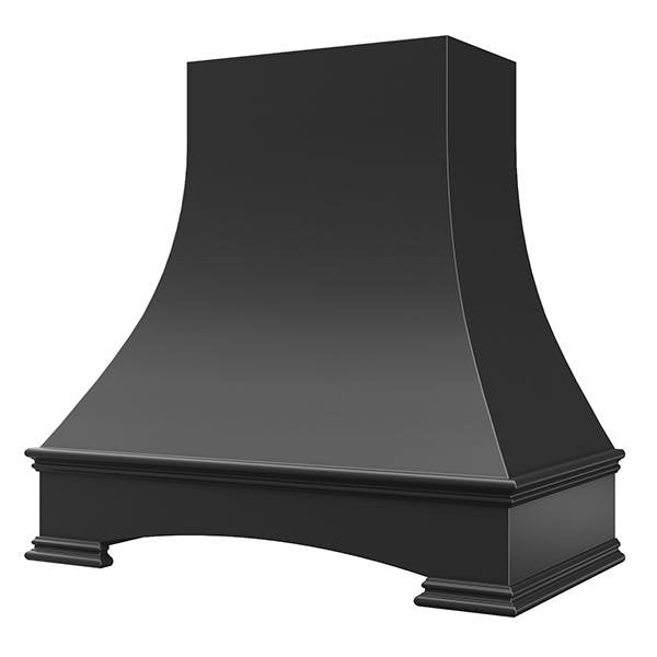Kitchen and Cabinet Store Curved With Arched Apron wood range hood in Black