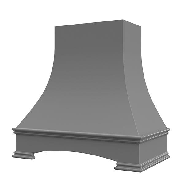 Kitchen and Cabinet Store Curved With Arched Apron wood range hood in Gray