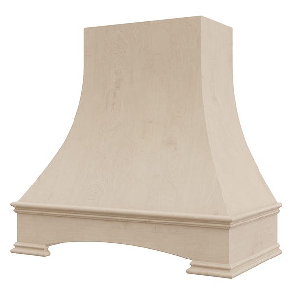 Kitchen and Cabinet Store Curved With Arched Apron wood range hood in Raw
