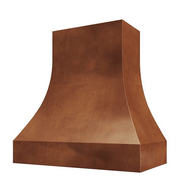 Kitchen and Cabinet Store Curved Without Trim wood range hood in Chocolate Stain