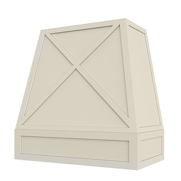 Kitchen and Cabinet Store Shaker Tapered X wood range hood in Antique White