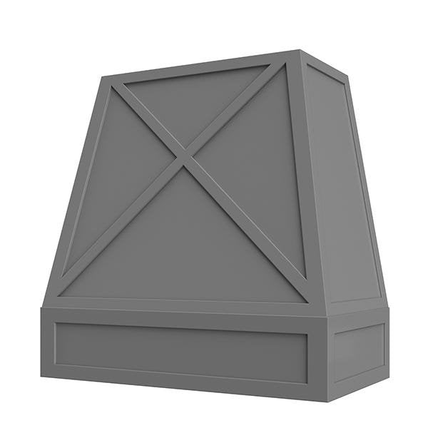 Kitchen and Cabinet Store Shaker Tapered X wood range hood in Gray