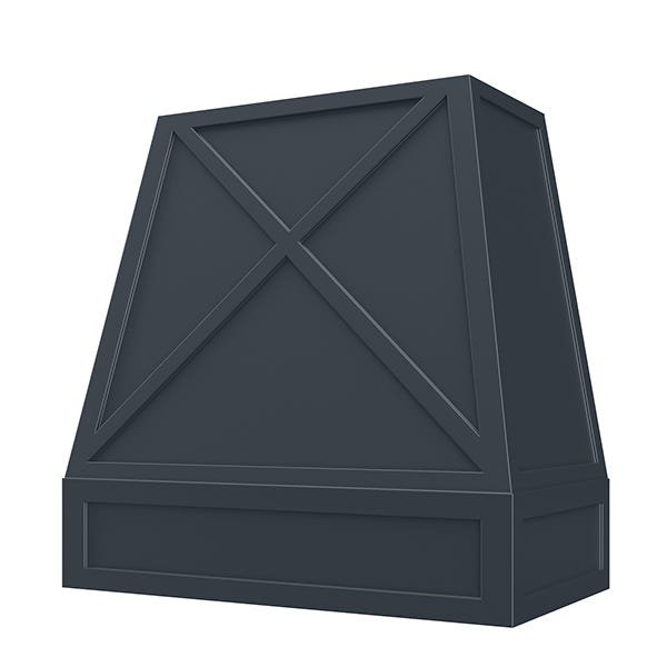 Kitchen and Cabinet Store Shaker Tapered X wood range hood in Navy