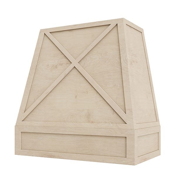 Kitchen and Cabinet Store Shaker Tapered X wood range hood in Raw