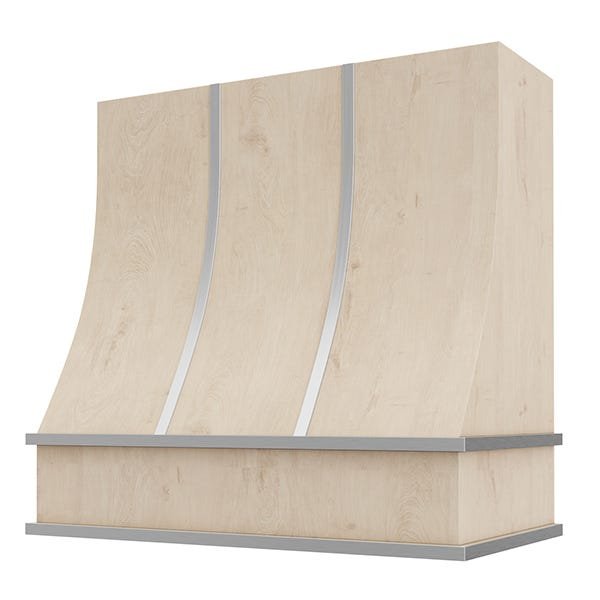 Kitchen and Cabinet Store Sloped With Steel Strapping wood range hood in Raw