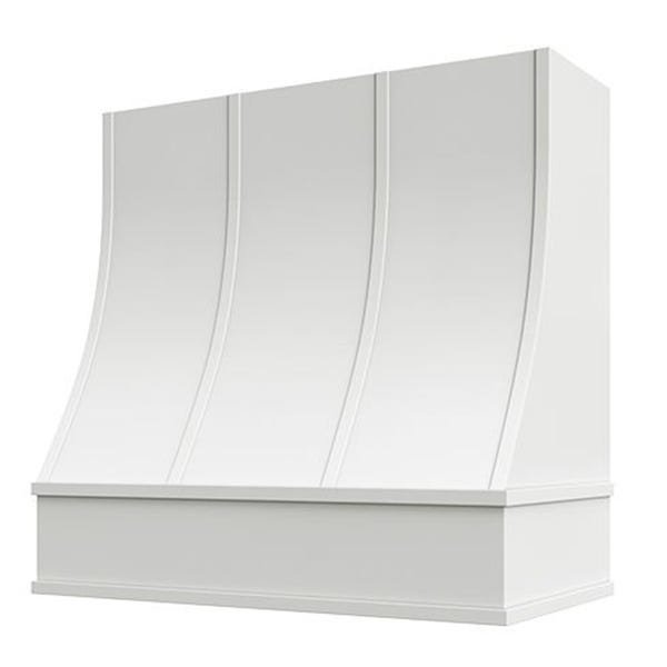 Kitchen and Cabinet Store Sloped With Strapping wood range hood in White