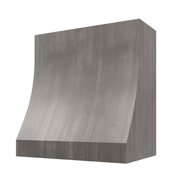 Kitchen and Cabinet Store Sloped Without Trim wood range hood in Stained Gray