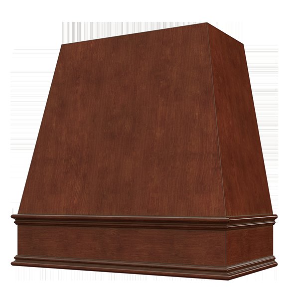 Kitchen and Cabinet Store Tapered wood range hood in Saddle Stain
