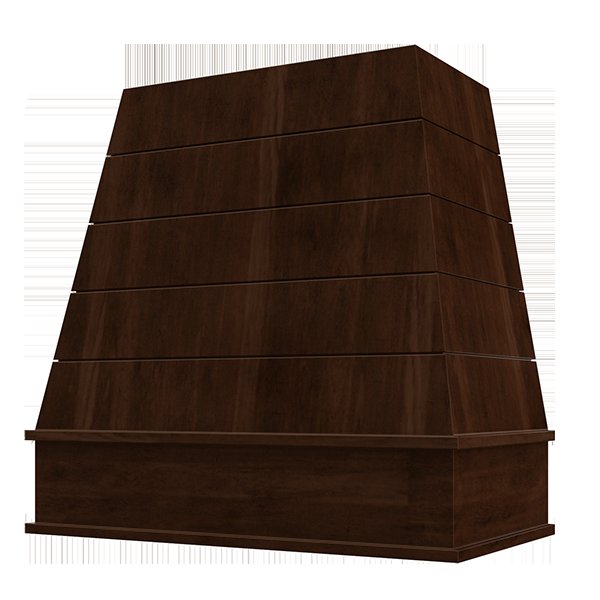 Kitchen and Cabinet Store Tapered With Shiplap wood range hood in Espresso Stain