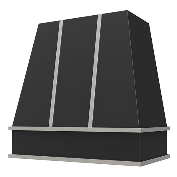 Kitchen and Cabinet Store Tapered With Steel Strapping wood range hood in Black