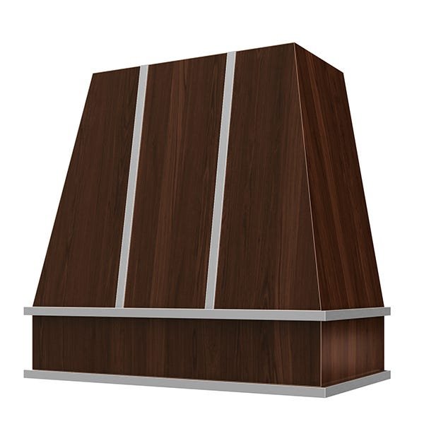 Kitchen and Cabinet Store Tapered With Steel Strapping wood range hood in Espresso Stain