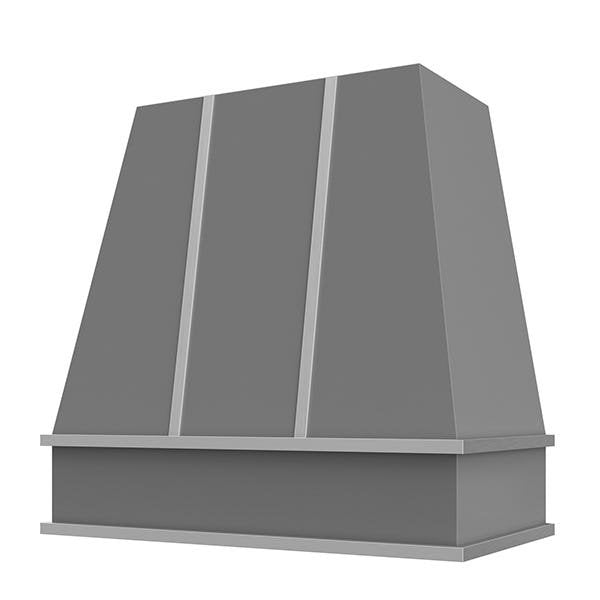 Kitchen and Cabinet Store Tapered With Steel Strapping wood range hood in Gray