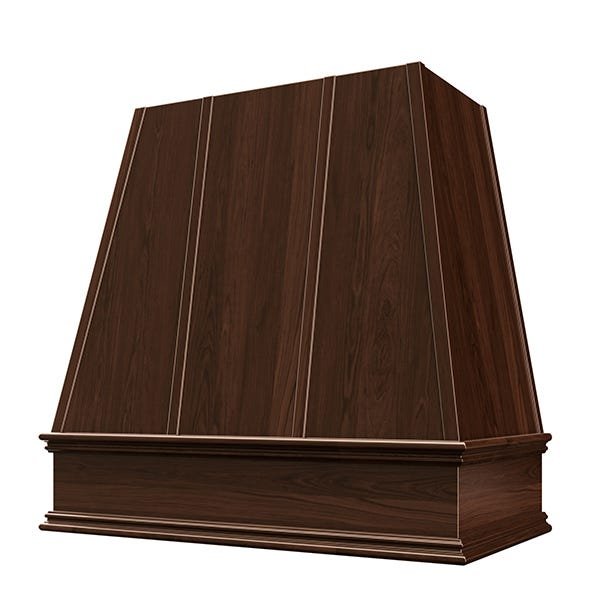 Kitchen and Cabinet Store Tapered With Strapping wood range hood in Espresso Stain