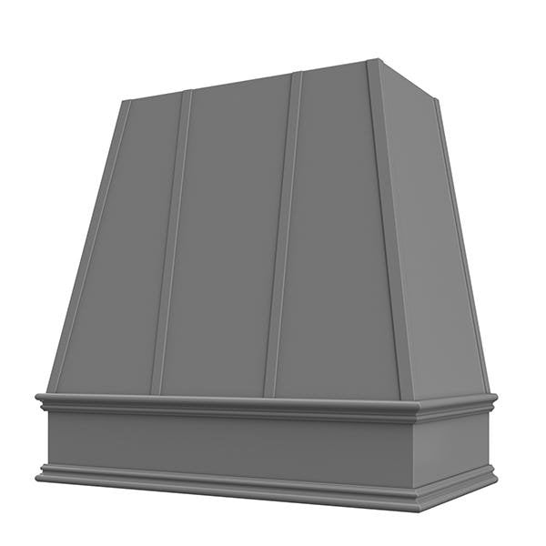 Kitchen and Cabinet Store Tapered With Strapping wood range hood in Gray