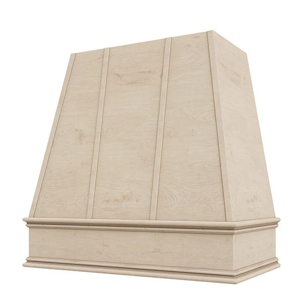 Kitchen and Cabinet Store Tapered With Strapping wood range hood in Raw