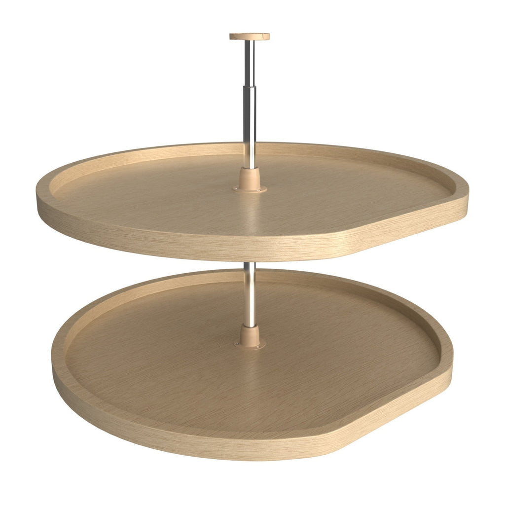 REV-A-SHELF LD-4BW-262 Series Banded Wood D Shaped 2 Shelf Lazy Susans For Corner Base Cabinets