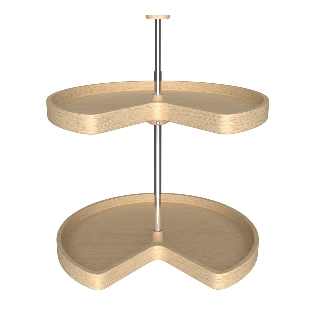 REV-A-SHELF LD-4BW-472 Series Banded Wood Kidney Shaped 2 Shelf Lazy Susan Shelf For Corner Base Cabinets