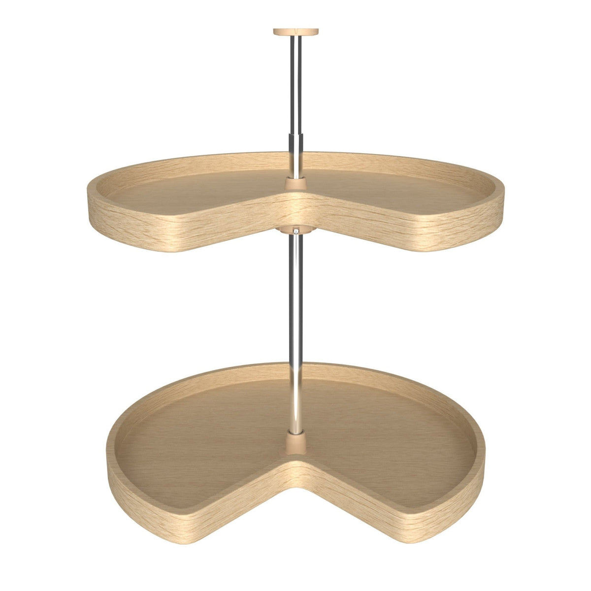 REV-A-SHELF LD-4BW-472 Series Banded Wood Kidney Shaped 2 Shelf Lazy Susan Shelf For Corner Base Cabinets