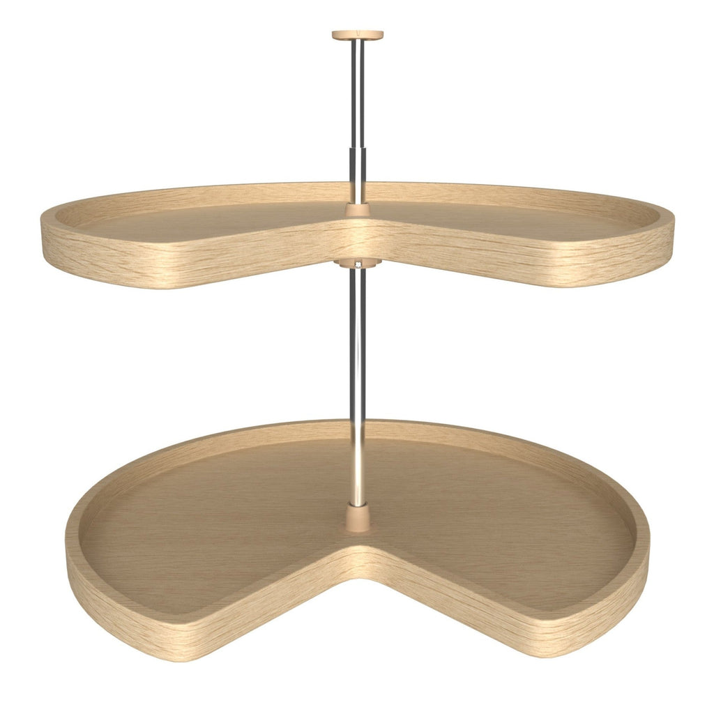 REV-A-SHELF LD-4BW-472 Series Banded Wood Kidney Shaped 2 Shelf Lazy Susan Shelf For Corner Base Cabinets