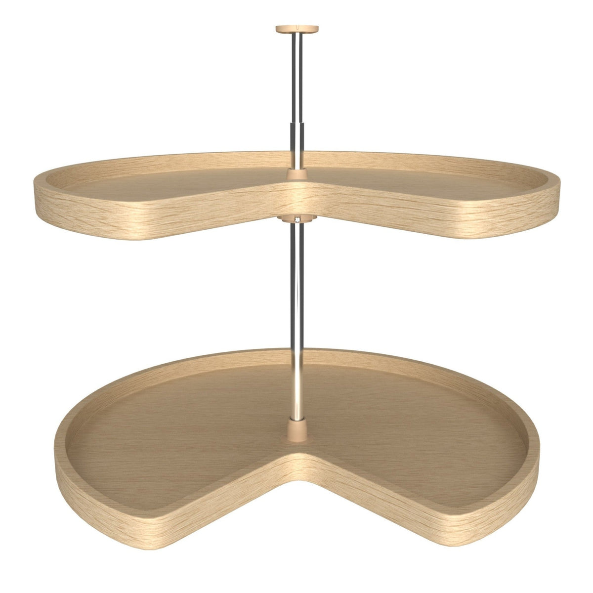 REV-A-SHELF LD-4BW-472 Series Banded Wood Kidney Shaped 2 Shelf Lazy Susan Shelf For Corner Base Cabinets
