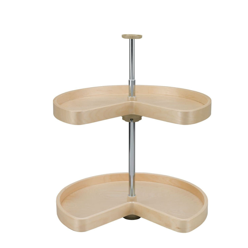 REV-A-SHELF LD-4BW-472 Series Banded Wood Kidney Shaped 2 Shelf Lazy Susan Shelf For Corner Base Cabinets