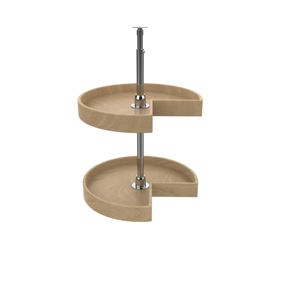 REV-A-SHELF LD-4NW-472-18-1 Natural Wood Kidney Shaped Shaped 2 Shelf Lazy Susans For Corner Wall Cabinets