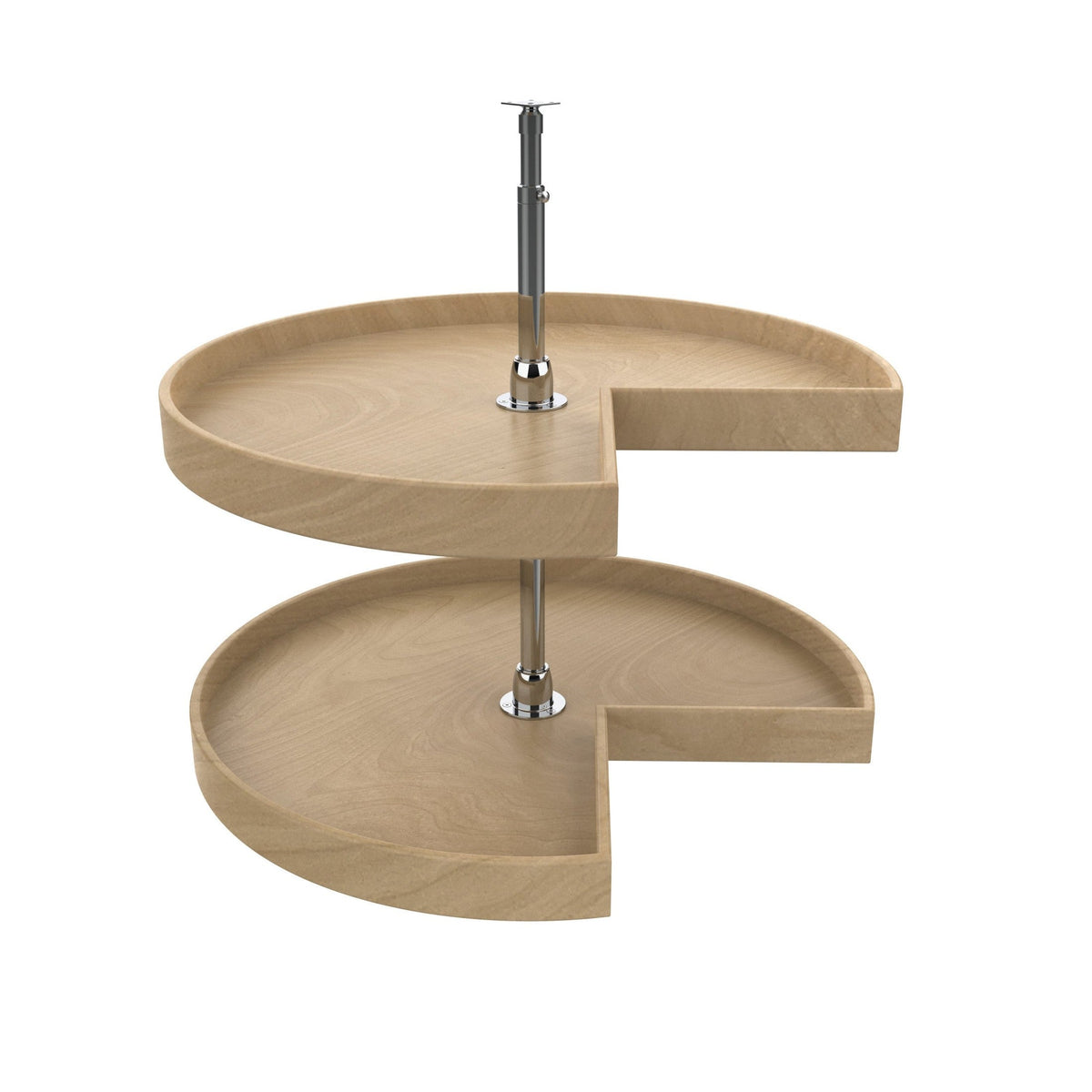 REV-A-SHELF LD-4NW-472-28-1 Natural Wood Kidney Shaped 2 Shelf Lazy Susans For Corner Base Cabinets