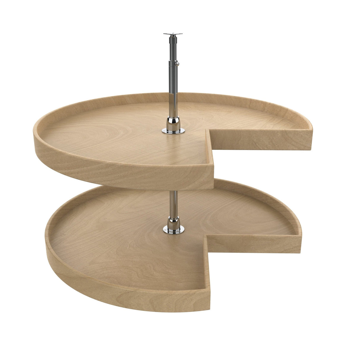 REV-A-SHELF LD-4NW-472-32-1 Natural Wood Kidney Shaped Shaped 2 Shelf Lazy Susans For Corner Base Cabinets