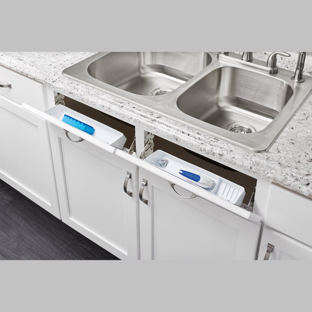 REV-A-SHELF LD-6572 Series Tip-Out Tray LD Deluxe w/ 2 Pair of 45 Degree Hinges for Sink Base