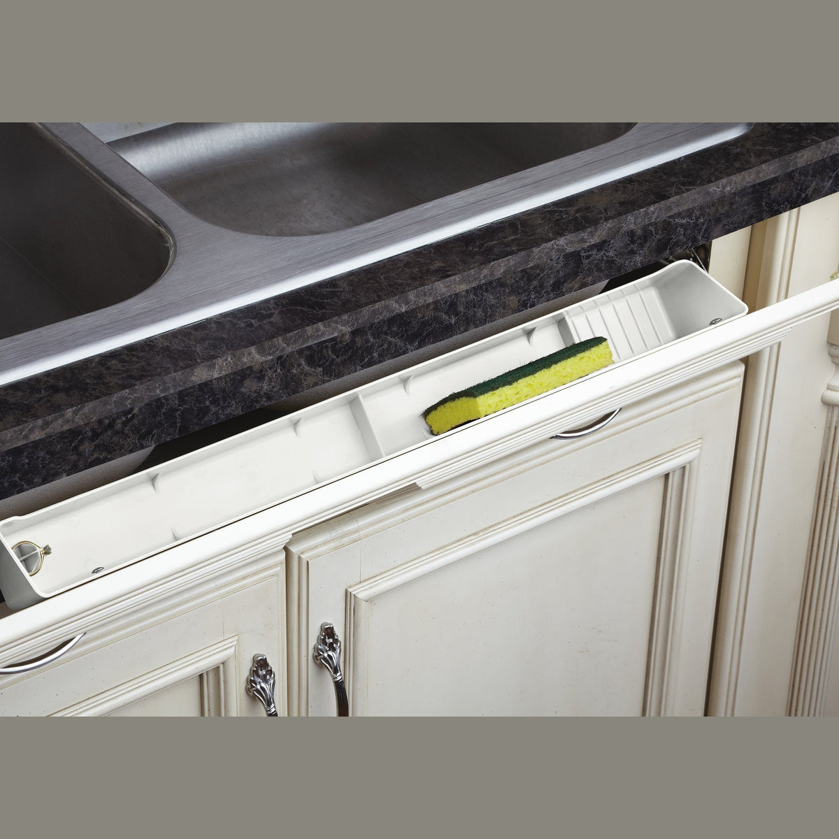 REV-A-SHELF LD-6591 Series Tip-Out Tray LD Deluxe w/ 2 Pair of 45 Degree Hinges for Sink Base
