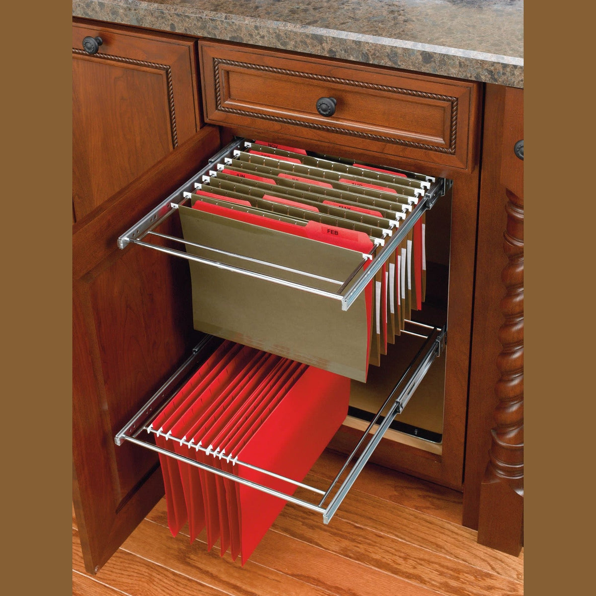 REV-A-SHELF RAS-FD-KIT Chrome Two-Tier File Drawer System w/ Full-Extension Slides