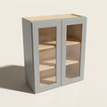 Seaport Light Gray Wall Cabinet with Glass Doors - 36w 30h 12d