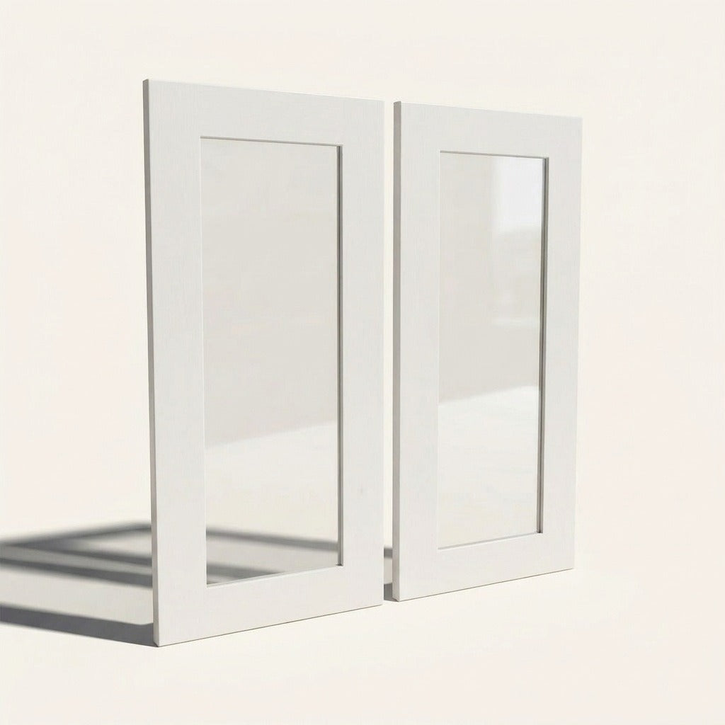 Seaport White Glass Cabinet Doors, 2ct - 14¾w 35½h