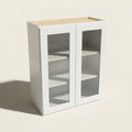 Seaport White Wall Cabinet with Glass Doors - 33w 36h 12d, shown with the optional painted interior